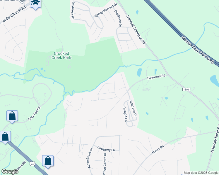 map of restaurants, bars, coffee shops, grocery stores, and more near 1003 Hannah Place in Monroe