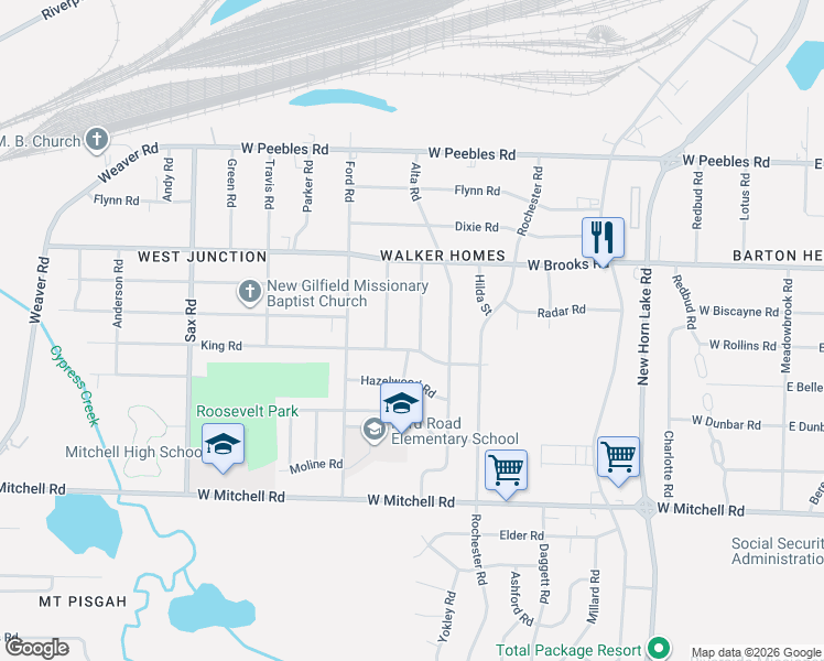 map of restaurants, bars, coffee shops, grocery stores, and more near 3215 Winslow Road in Memphis