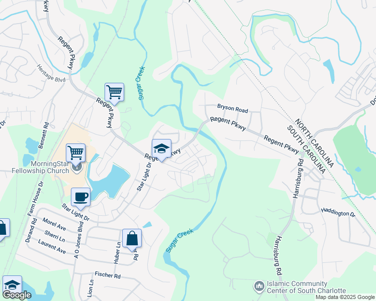 map of restaurants, bars, coffee shops, grocery stores, and more near 103 Jeffrey Street in Fort Mill
