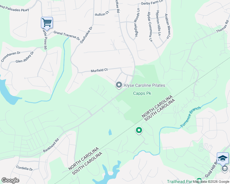 map of restaurants, bars, coffee shops, grocery stores, and more near 17700 State Road 1100 in Charlotte