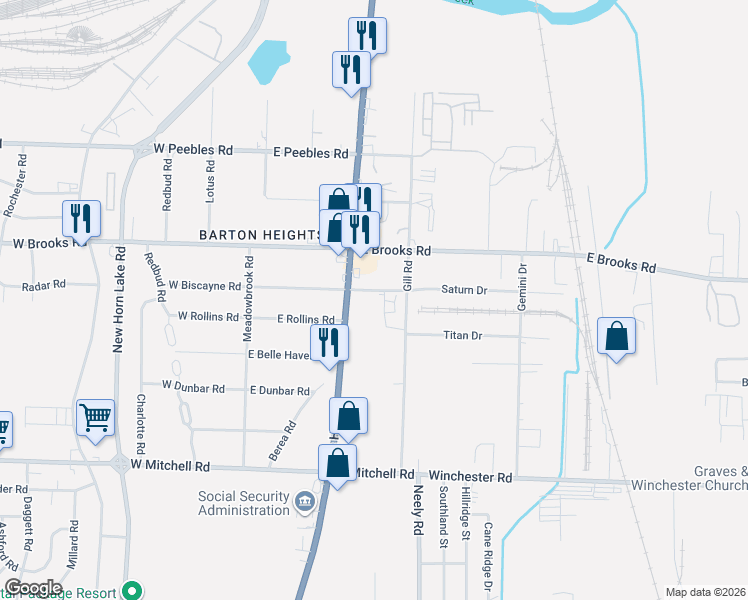 map of restaurants, bars, coffee shops, grocery stores, and more near 3214 South 3rd Street in Memphis