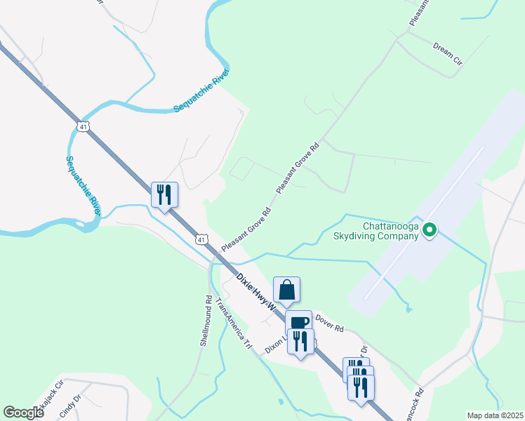 map of restaurants, bars, coffee shops, grocery stores, and more near 335 Pleasant Grove Road in Jasper