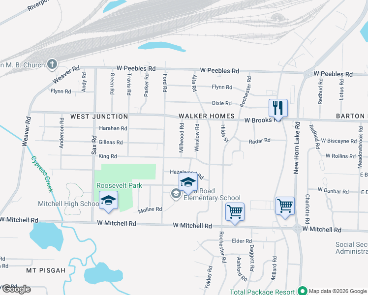 map of restaurants, bars, coffee shops, grocery stores, and more near 3215 Millwood Road in Memphis