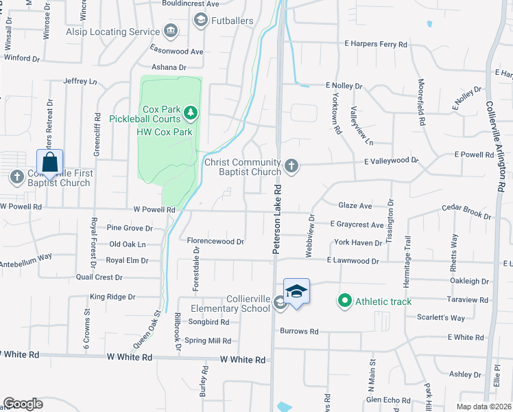 map of restaurants, bars, coffee shops, grocery stores, and more near 776 Joe Drive in Collierville