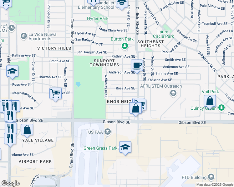 map of restaurants, bars, coffee shops, grocery stores, and more near in Albuquerque