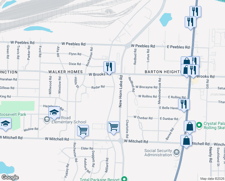 map of restaurants, bars, coffee shops, grocery stores, and more near 3207 New Horn Lake Road in Memphis