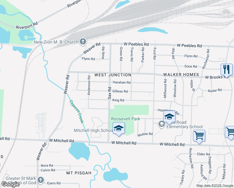 map of restaurants, bars, coffee shops, grocery stores, and more near 640 King Avenue in Memphis