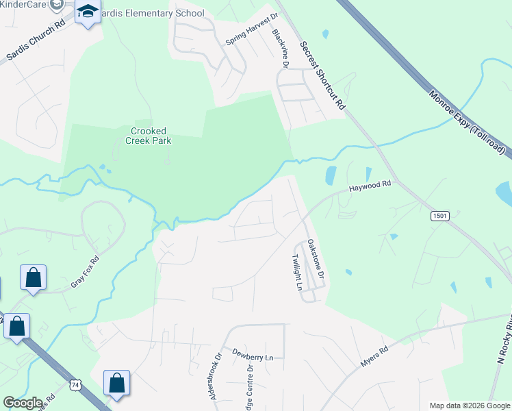 map of restaurants, bars, coffee shops, grocery stores, and more near 1003 Hannah Place in Monroe