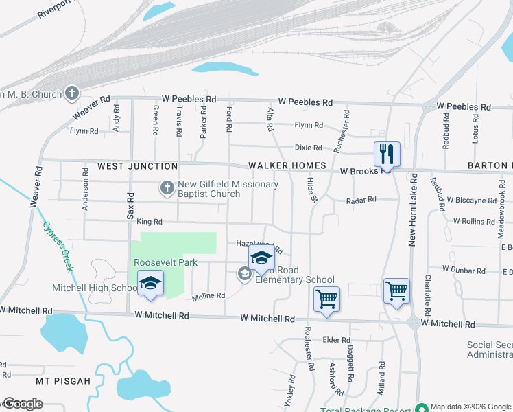 map of restaurants, bars, coffee shops, grocery stores, and more near 3215 Millwood Road in Memphis