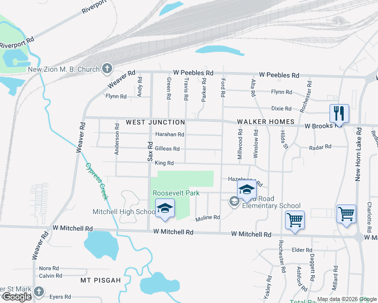 map of restaurants, bars, coffee shops, grocery stores, and more near 600 King Avenue in Memphis