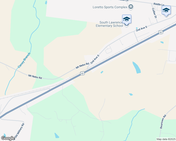 map of restaurants, bars, coffee shops, grocery stores, and more near 2436 U.S. 43 in Loretto