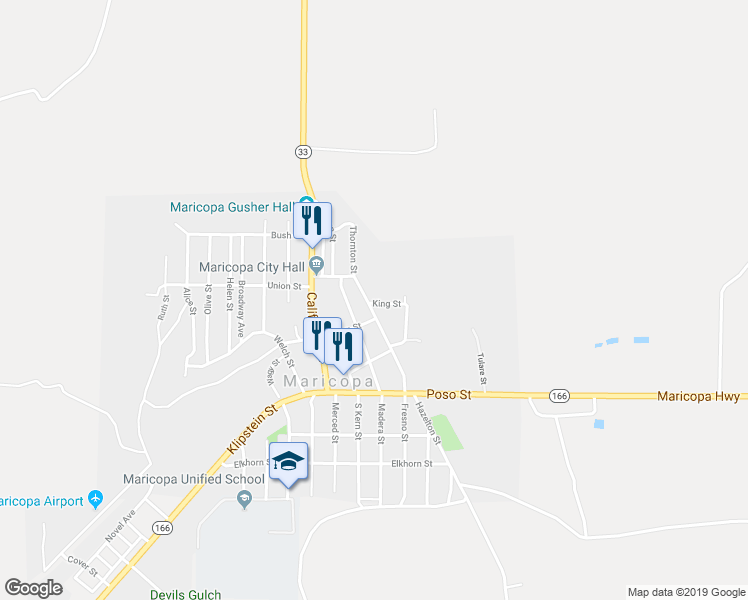 map of restaurants, bars, coffee shops, grocery stores, and more near 506 Hazelton Street in Maricopa