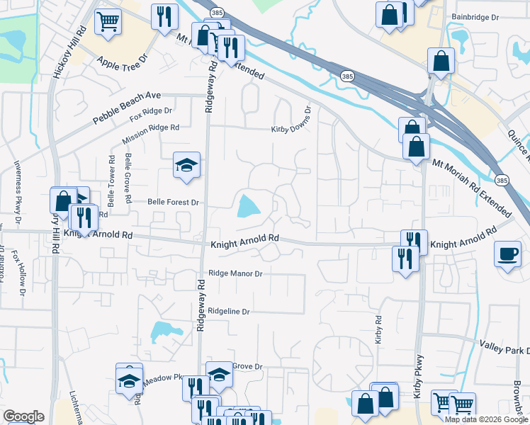 map of restaurants, bars, coffee shops, grocery stores, and more near 6296 Lake View Trail in Memphis