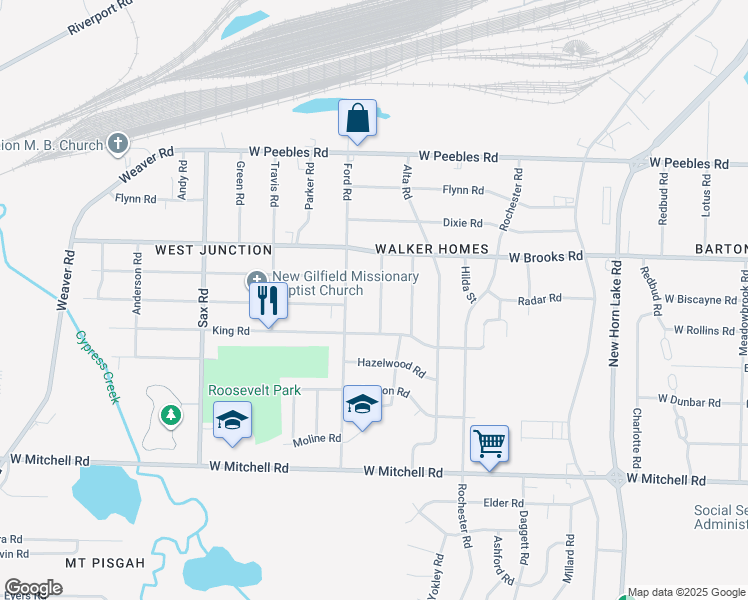 map of restaurants, bars, coffee shops, grocery stores, and more near 3157 Millwood Road in Memphis