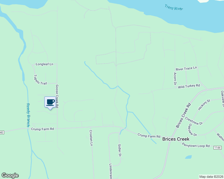 map of restaurants, bars, coffee shops, grocery stores, and more near 253 Hanes Farm Road in New Bern