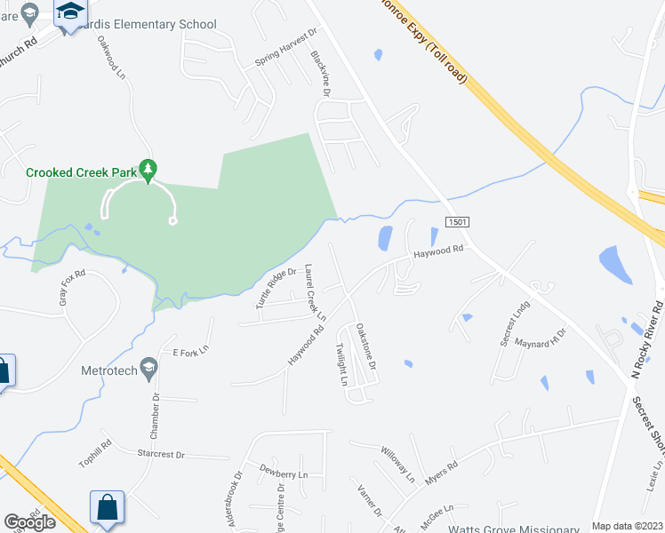 map of restaurants, bars, coffee shops, grocery stores, and more near 1009 Little Rock Court in Monroe
