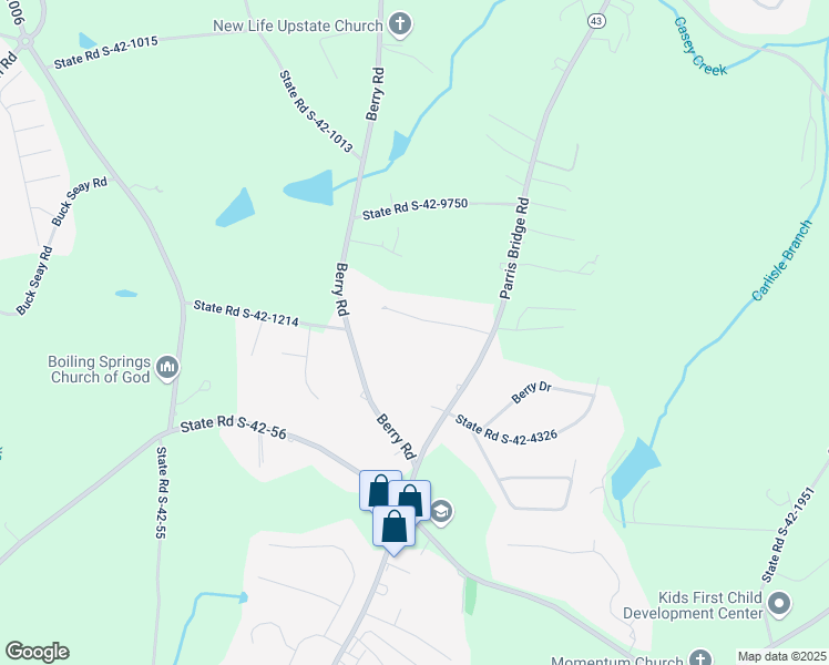 map of restaurants, bars, coffee shops, grocery stores, and more near 453 Josie Way in Boiling Springs