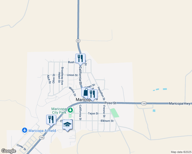 map of restaurants, bars, coffee shops, grocery stores, and more near 411 King Street in Maricopa