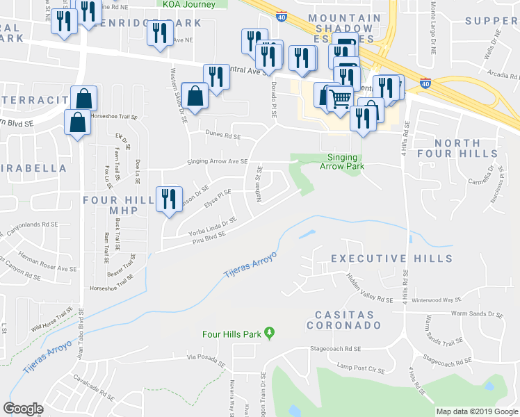 map of restaurants, bars, coffee shops, grocery stores, and more near 617 Nathan Street Southeast in Albuquerque