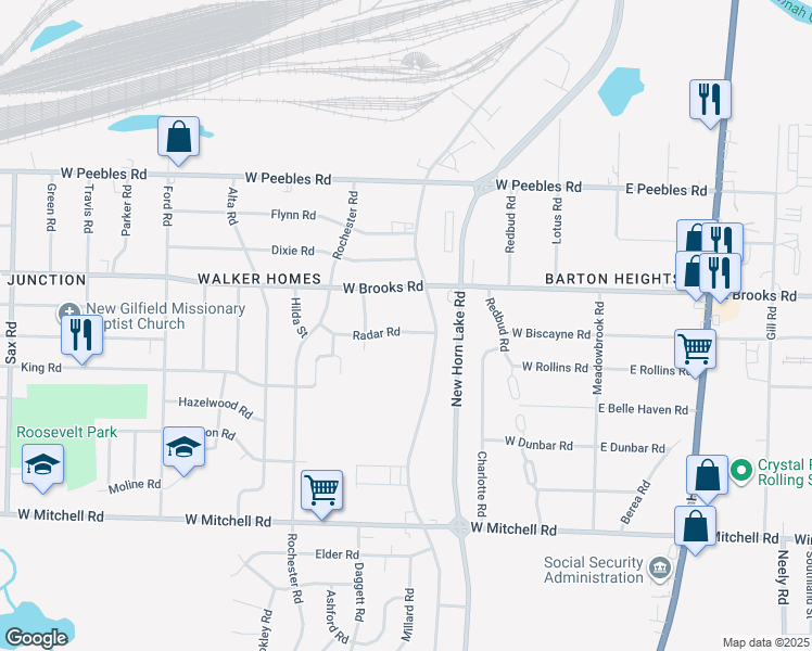 map of restaurants, bars, coffee shops, grocery stores, and more near 3141 New Horn Lake Road in Memphis