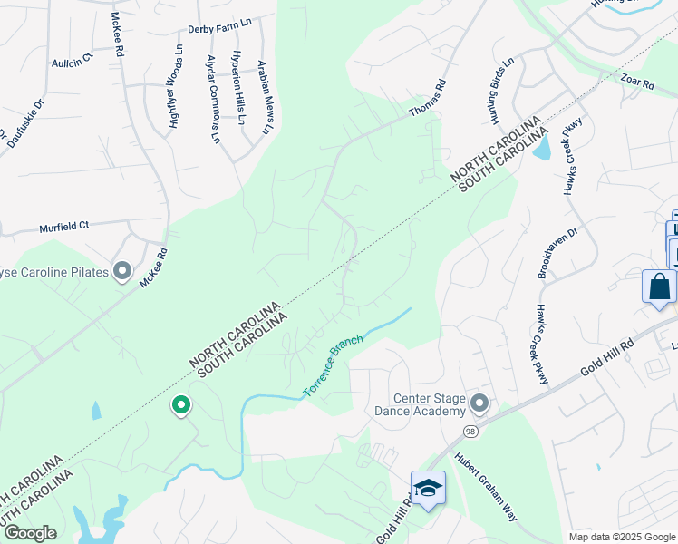 map of restaurants, bars, coffee shops, grocery stores, and more near 3281 Torrence Branch Drive in Fort Mill