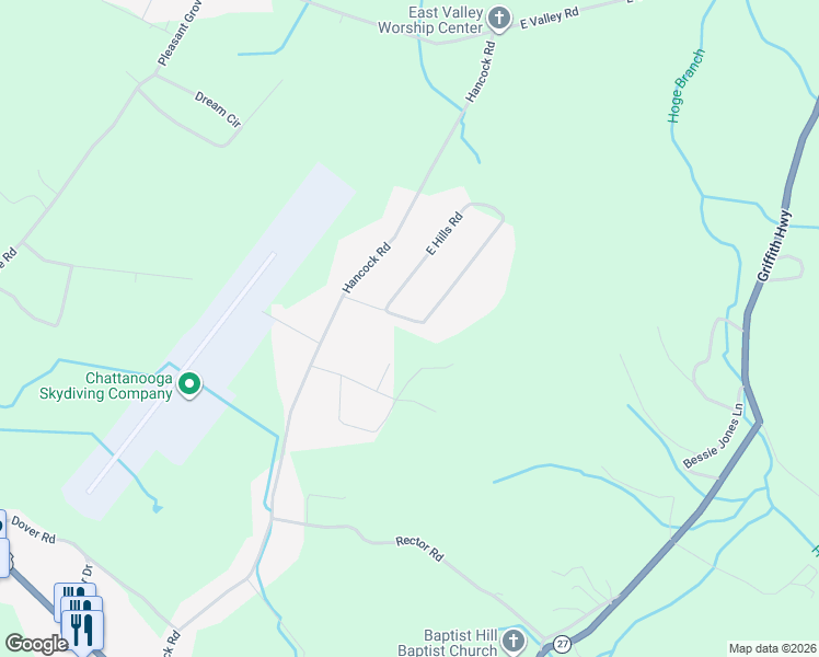 map of restaurants, bars, coffee shops, grocery stores, and more near 941 East Hills Road in Jasper