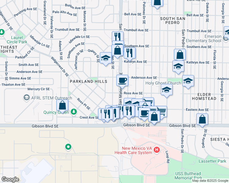 map of restaurants, bars, coffee shops, grocery stores, and more near 1220 Truman Street Southeast in Albuquerque