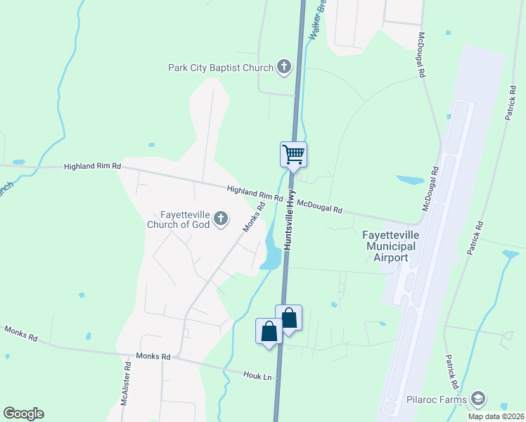 map of restaurants, bars, coffee shops, grocery stores, and more near 4 Highland Rim Road in Fayetteville