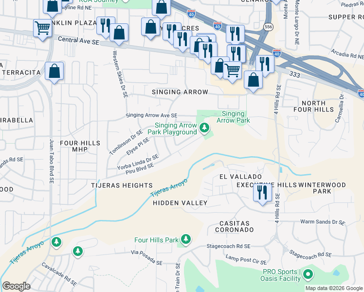 map of restaurants, bars, coffee shops, grocery stores, and more near 12929 Piru Boulevard Southeast in Albuquerque