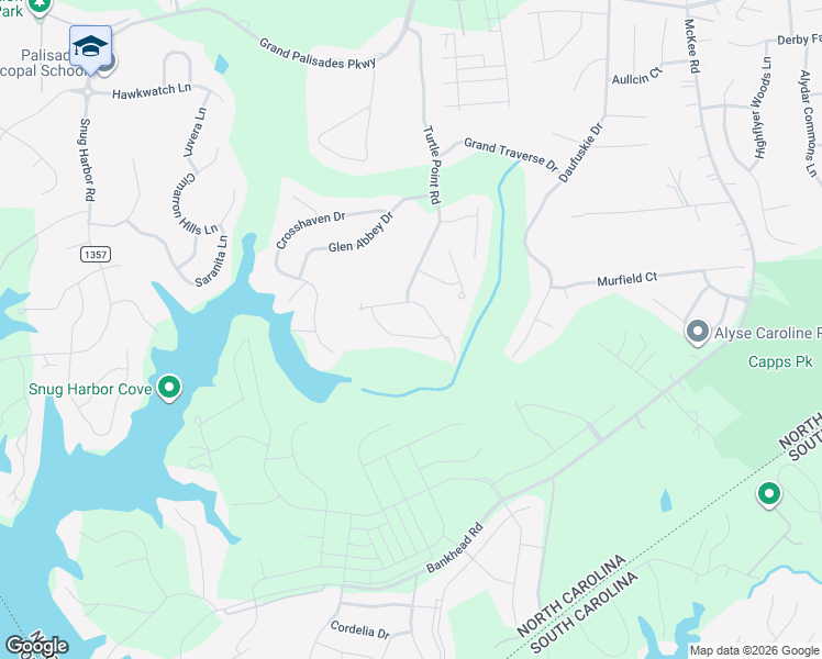 map of restaurants, bars, coffee shops, grocery stores, and more near 16328 Crystal Downs Lane in Charlotte