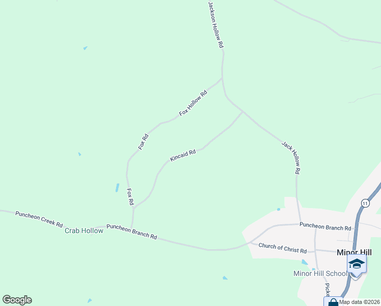 map of restaurants, bars, coffee shops, grocery stores, and more near Kincaid Road in Minor Hill