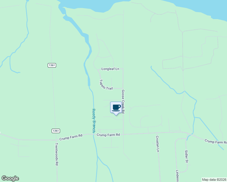 map of restaurants, bars, coffee shops, grocery stores, and more near 105 Tupelo Trail in New Bern