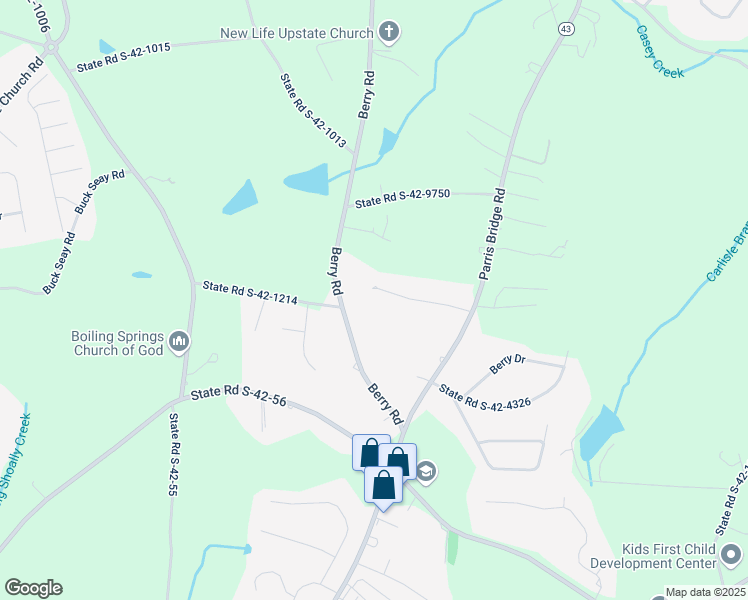 map of restaurants, bars, coffee shops, grocery stores, and more near 453 Josie Way in Boiling Springs
