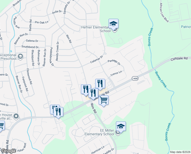 map of restaurants, bars, coffee shops, grocery stores, and more near 7121 San Juan Dr in Fayetteville