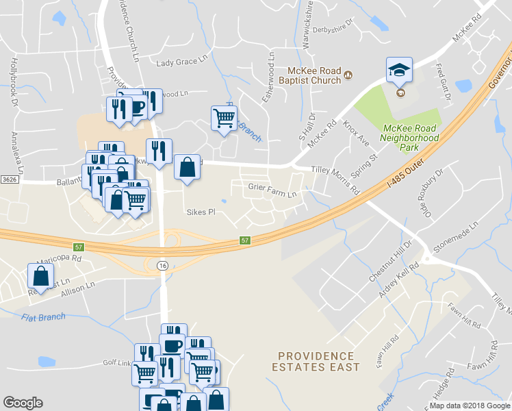 map of restaurants, bars, coffee shops, grocery stores, and more near 11129 Saintsbury Place in Charlotte
