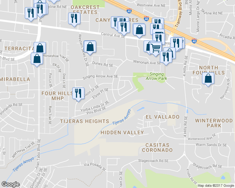 map of restaurants, bars, coffee shops, grocery stores, and more near 617 Nathan Street Southeast in Albuquerque