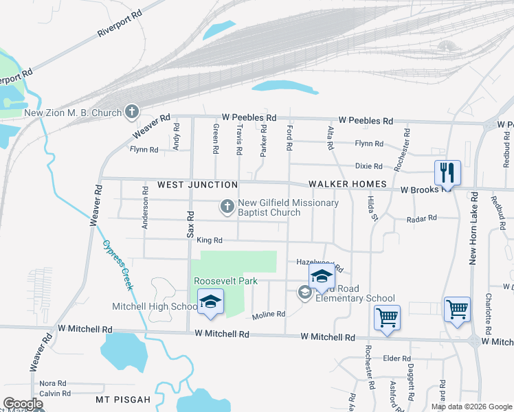 map of restaurants, bars, coffee shops, grocery stores, and more near 557 Harahan Road in Memphis