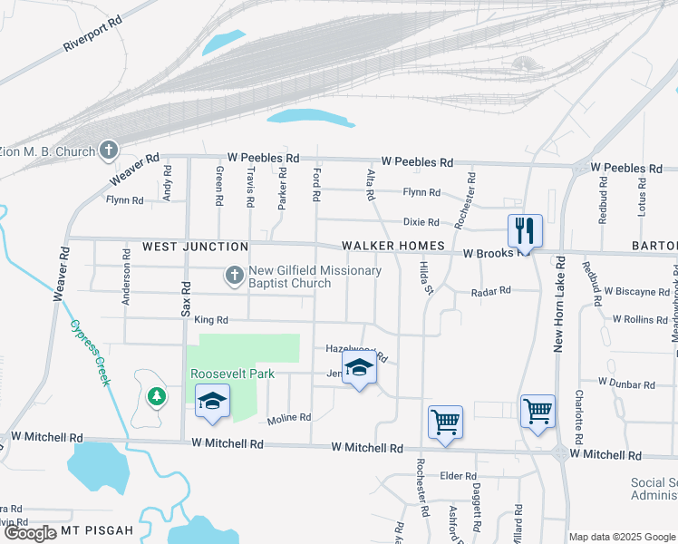 map of restaurants, bars, coffee shops, grocery stores, and more near 3157 Millwood Road in Memphis