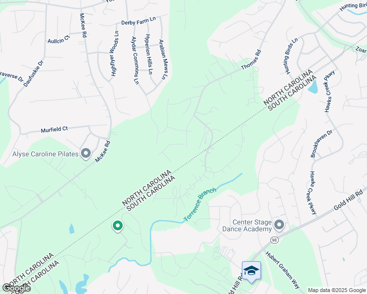 map of restaurants, bars, coffee shops, grocery stores, and more near 3281 Torrence Branch Drive in Fort Mill