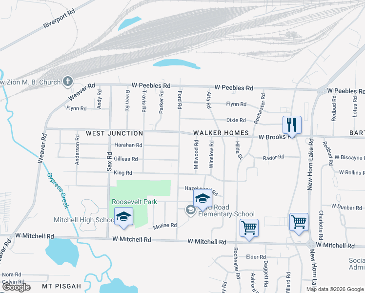map of restaurants, bars, coffee shops, grocery stores, and more near 3159 Ford Road in Memphis