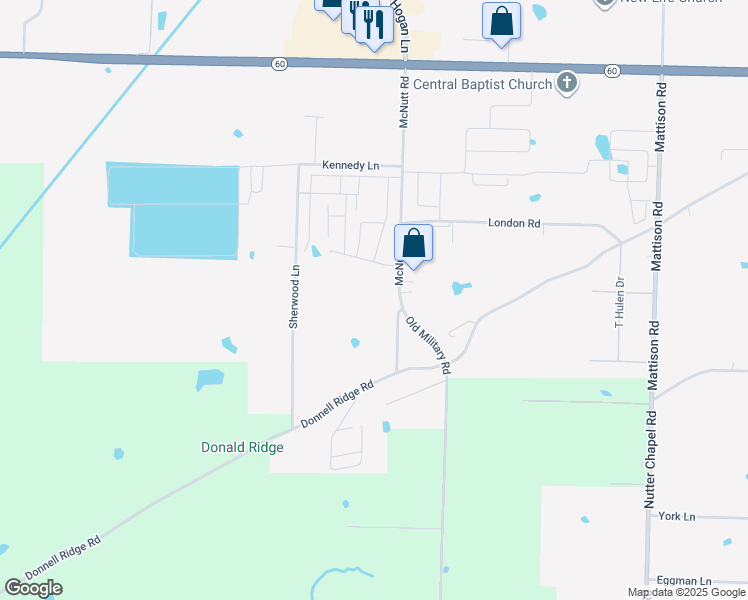 map of restaurants, bars, coffee shops, grocery stores, and more near 1349 McNutt Road in Conway