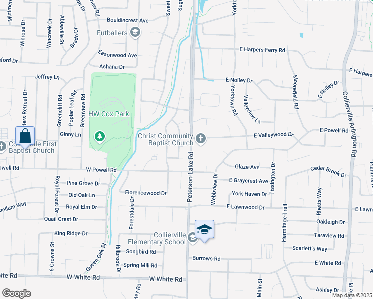 map of restaurants, bars, coffee shops, grocery stores, and more near 207 Anita Cove in Collierville
