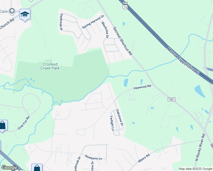 map of restaurants, bars, coffee shops, grocery stores, and more near 1017 Little Rock Court in Monroe