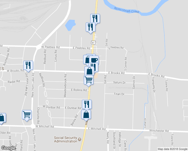 map of restaurants, bars, coffee shops, grocery stores, and more near 3144 South 3rd Street in Memphis