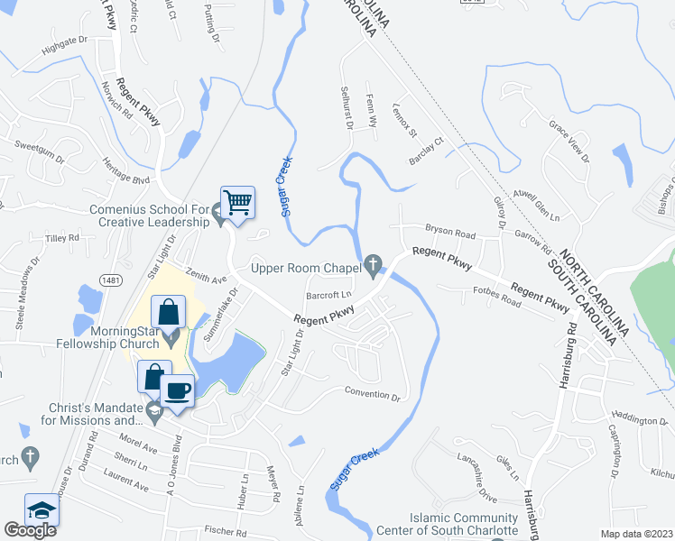 map of restaurants, bars, coffee shops, grocery stores, and more near 729 Balboa Court in Fort Mill
