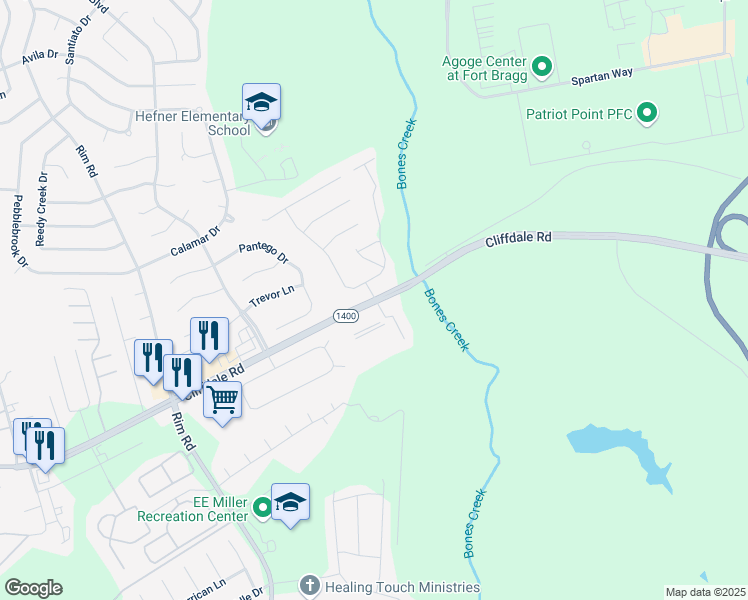 map of restaurants, bars, coffee shops, grocery stores, and more near in Fayetteville
