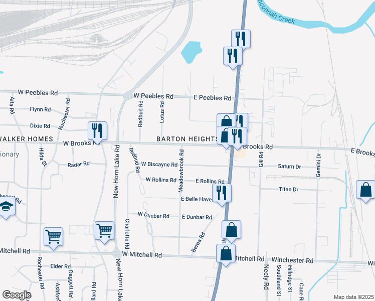 map of restaurants, bars, coffee shops, grocery stores, and more near 27 East Brooks Road in Memphis