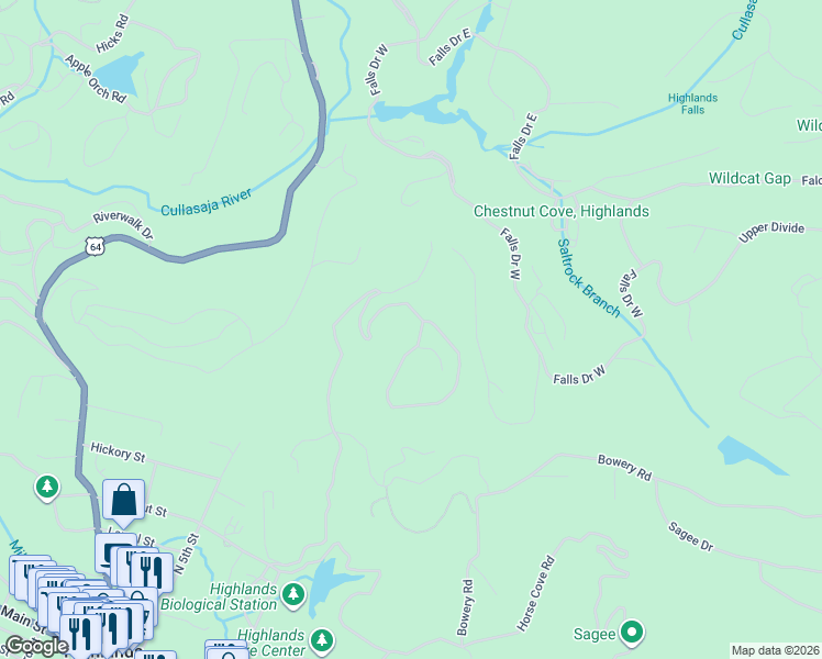 map of restaurants, bars, coffee shops, grocery stores, and more near 1177 Big Bear Pen Road in Highlands