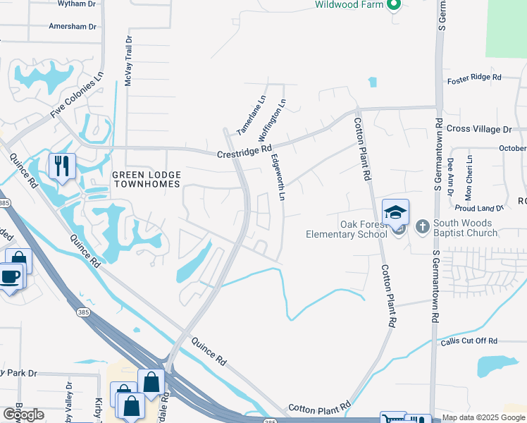 map of restaurants, bars, coffee shops, grocery stores, and more near 3295 Riverdale Road in Memphis