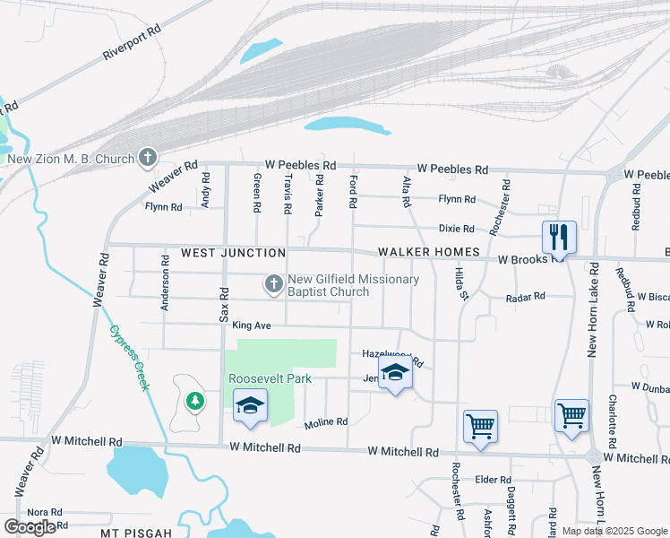 map of restaurants, bars, coffee shops, grocery stores, and more near 3159 Ford Road in Memphis
